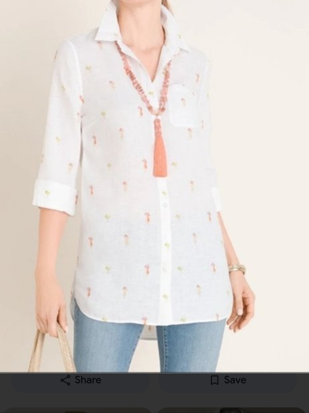 Chicos White Button Down Small Linen Vacation Drinks Mai Tai Boho Beach Novelty